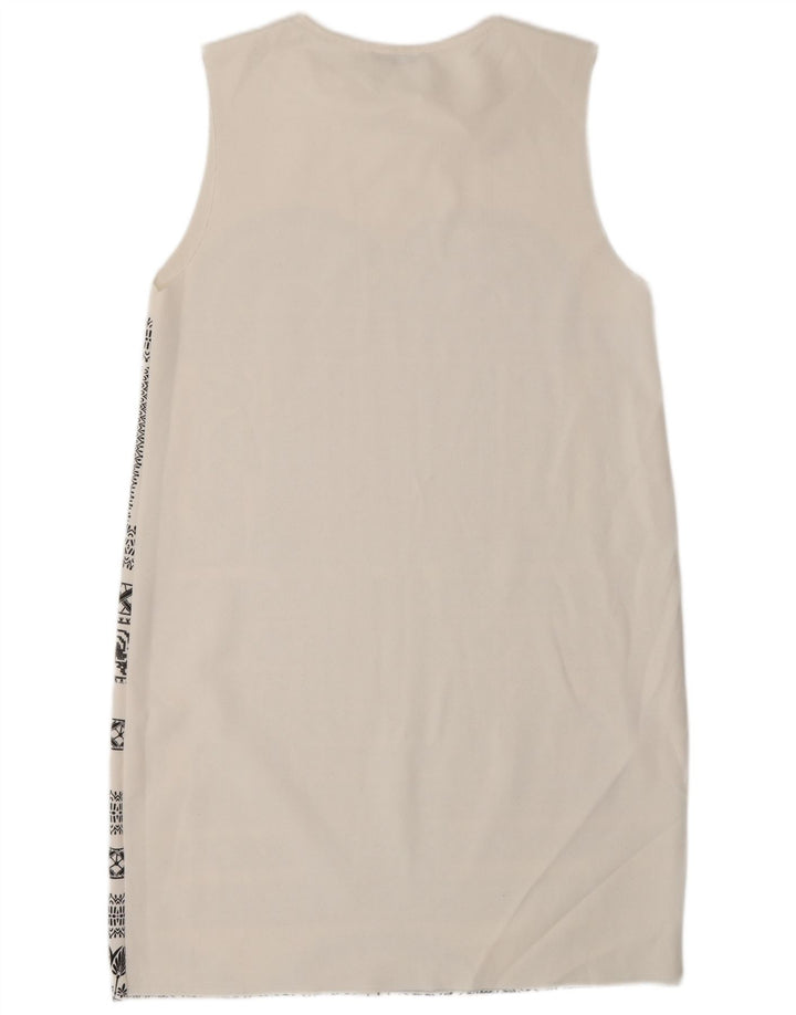 Abito a trapezio senza maniche da donna Zara UK 12 Bianco medio geometrico