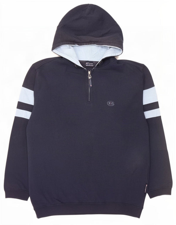 Felpa con cappuccio da uomo Champion Large in cotone color block blu navy