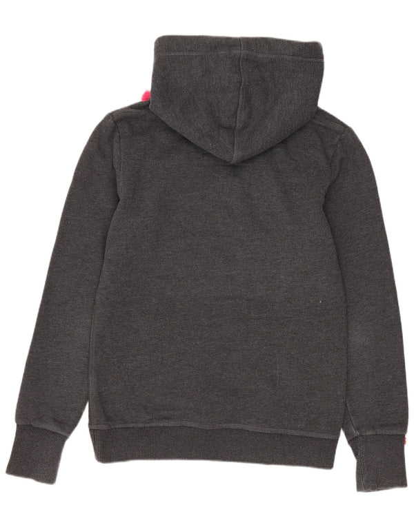 SUPERDRY Womens Graphic Hoodie Jumper UK 10 Small Grey Cotton