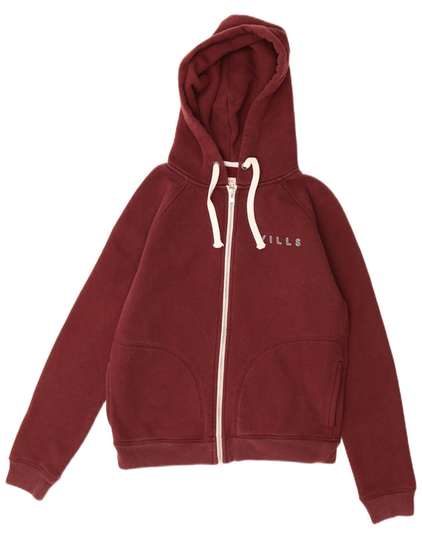 Maglione con cappuccio e zip da donna Jack Wills UK 8 piccolo cotone bordeaux