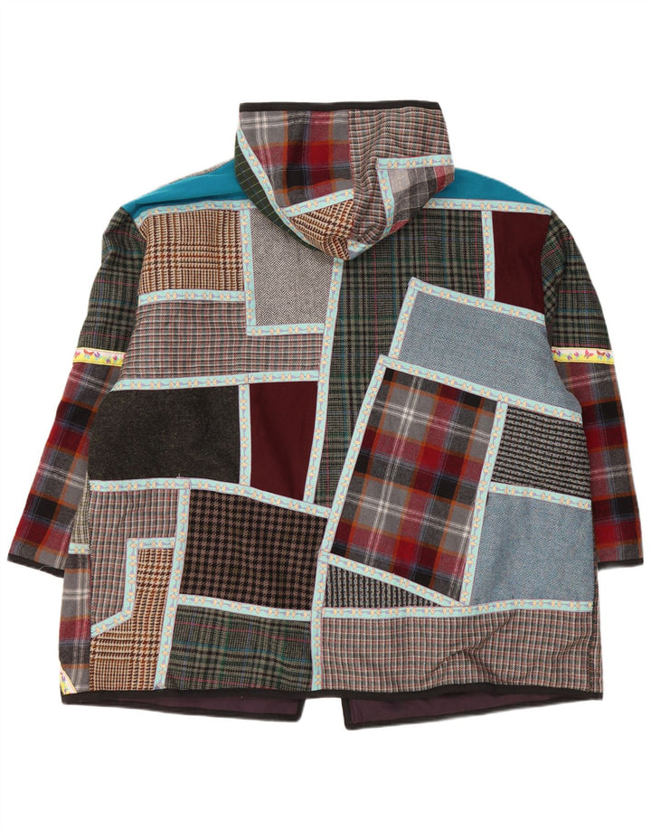 Cappotto giacca a vento con cappuccio da donna VINTAGE UK 20 2XL Patchwork multicolore