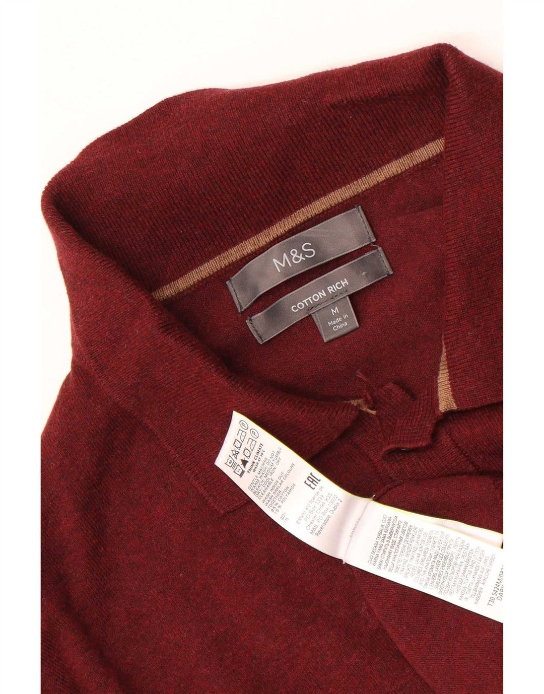 Maglione da uomo Marks & Spencer con collo alto, cotone marrone medio medio