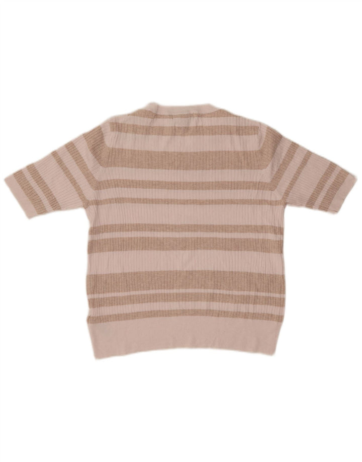MARKS & SPENCER Maglione corto girocollo da donna UK 16 Large Beige