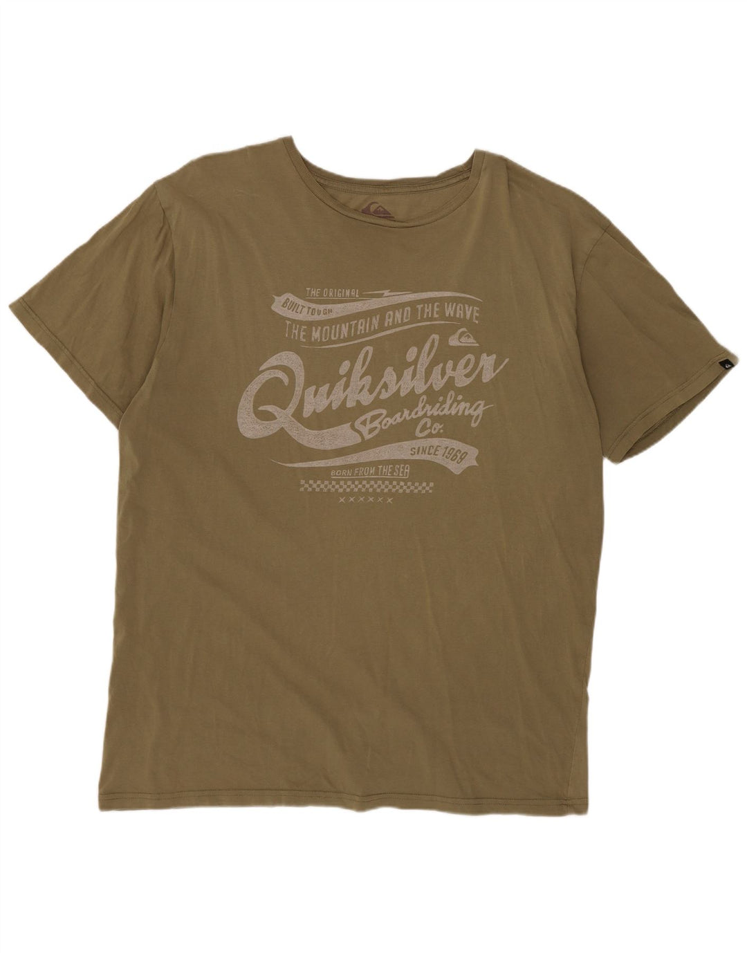 T-shirt grafica da uomo QUIKSILVER Top 2XL cotone kaki