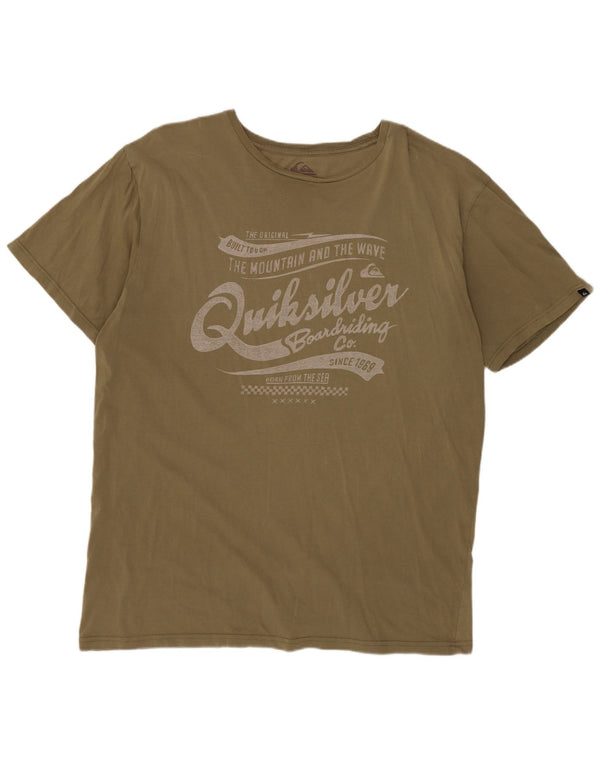 T-shirt grafica da uomo QUIKSILVER Top 2XL cotone kaki
