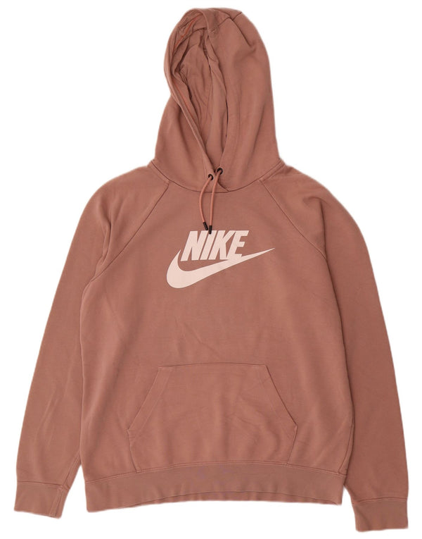 Felpa con cappuccio grafica da donna Nike UK 16 grande cotone marrone