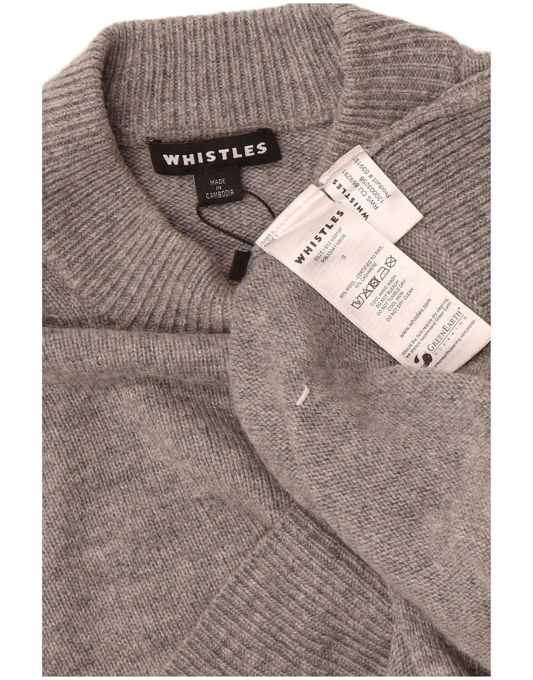 Maglione oversize da donna con collo alto e collo alto Whistles UK 10 piccolo in lana grigia