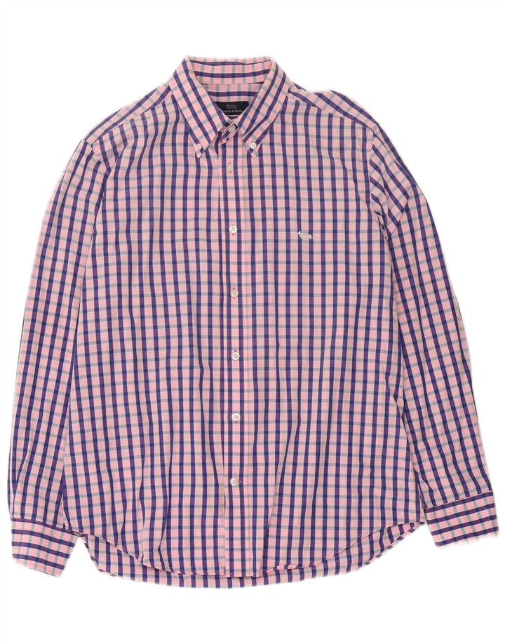 Camicia da uomo Harmont & Blaine XL in cotone a quadretti rosa
