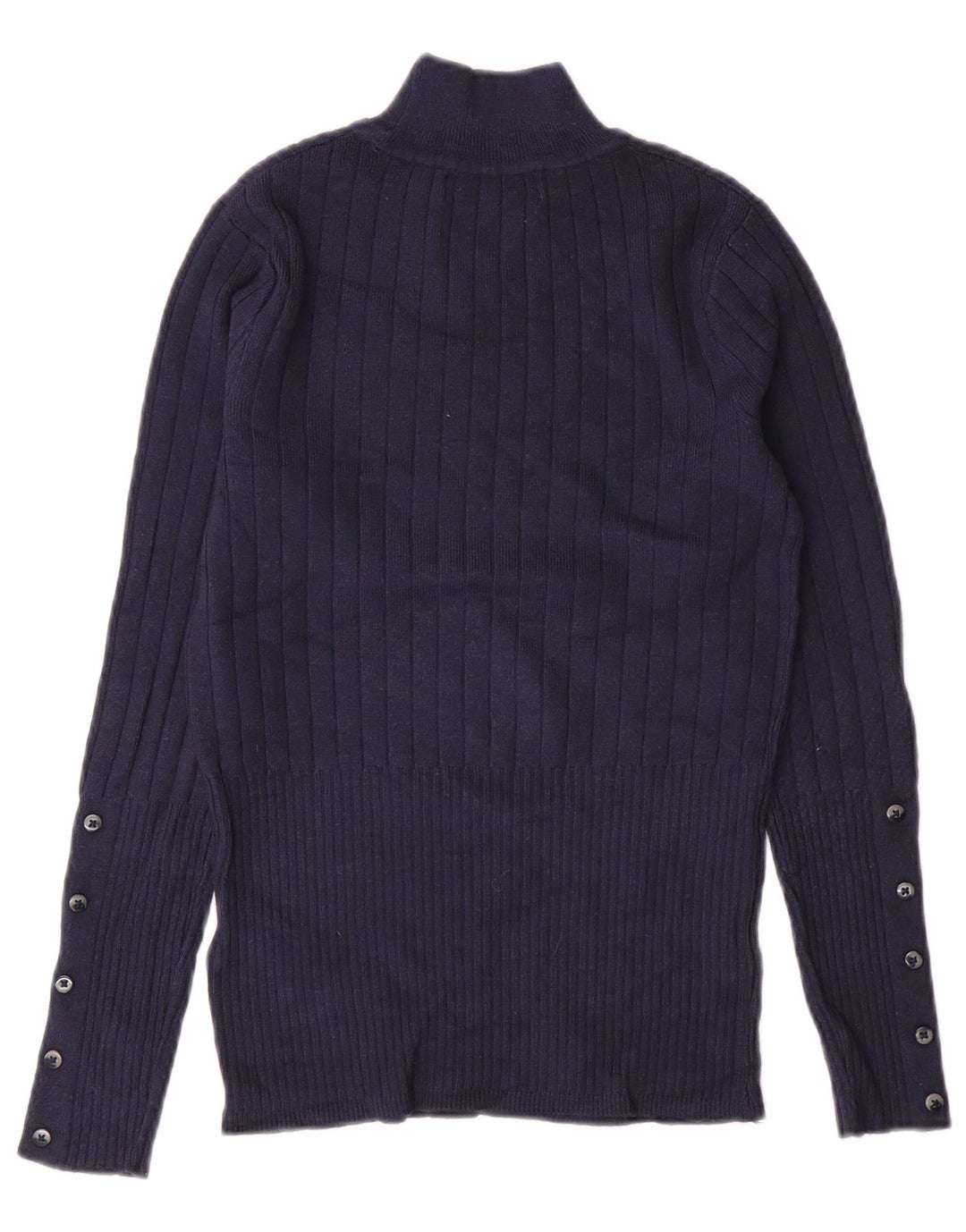 MARKS & SPENCER maglione maglione da donna con collo alto UK 8 piccolo blu navy