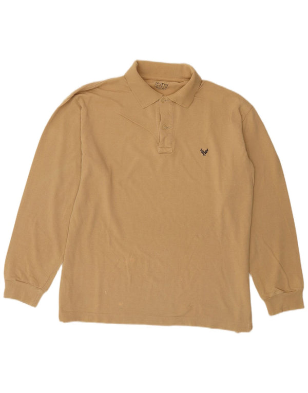 Polo da uomo a maniche lunghe Avirex grande in cotone beige