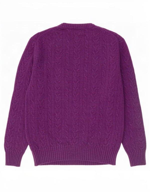 Maglione maglione girocollo da donna Benetton UK 14 Lana viola medio