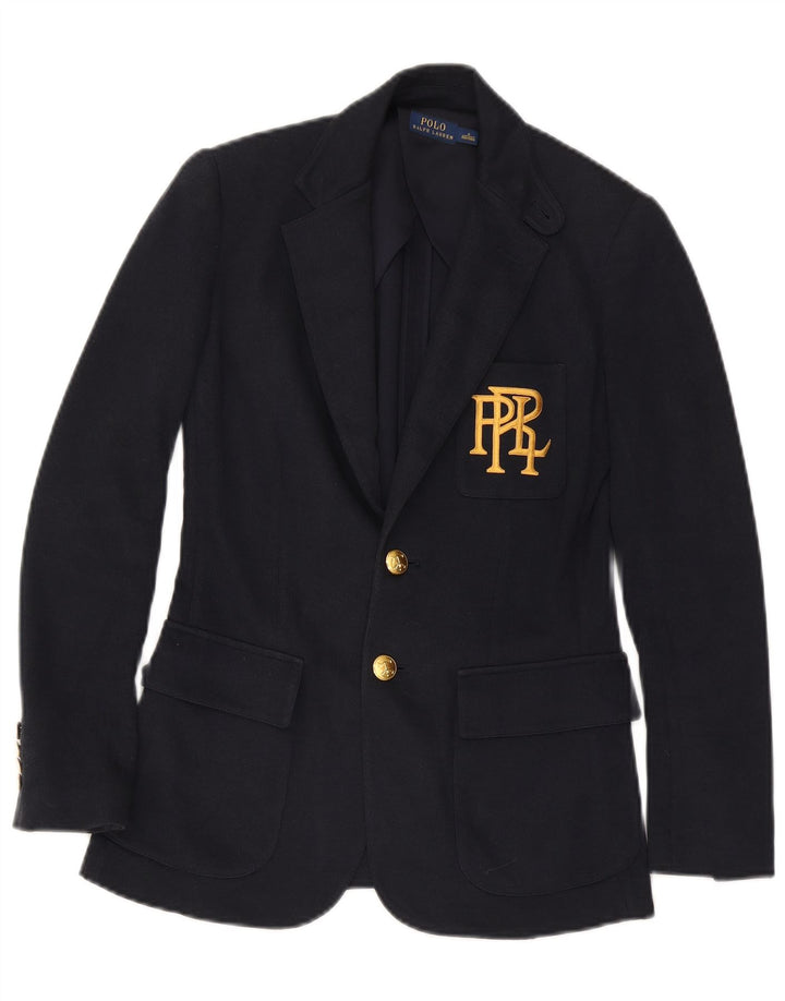 Giacca blazer a 2 bottoni da donna Polo Ralph Lauren US 0 XS cotone blu navy