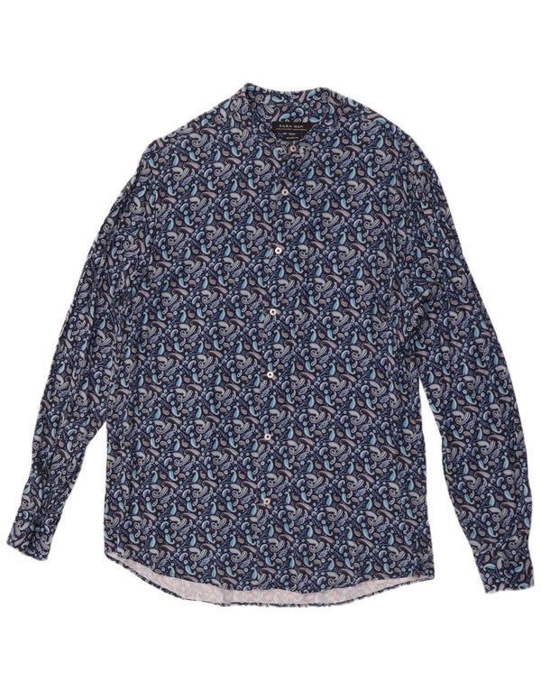 Camicia Zara da uomo vestibilità comoda XL blu in viscosa Paisley