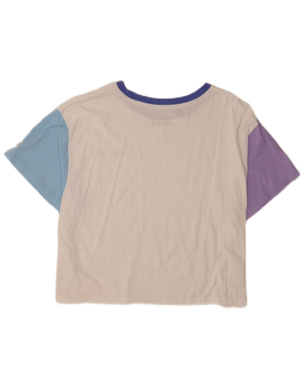 T-shirt grafica corta da donna Champion Top UK 20 2XL cotone color block bianco