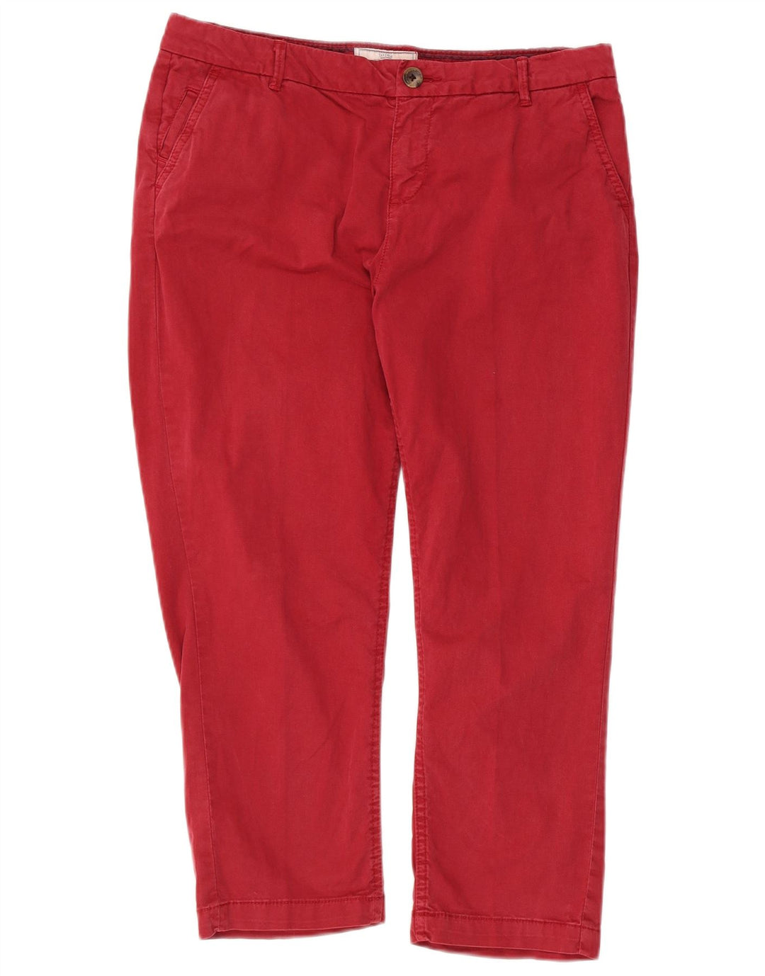 FAT FACE Pantaloni Capri dritti da donna UK 12 Medio W34 L23 Cotone rosso