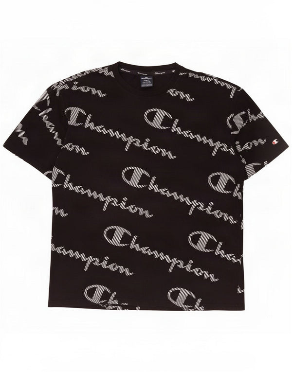T-shirt grafica da uomo Champion Top Large in cotone nero