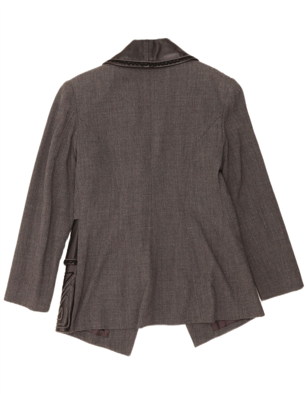 Giacca blazer vintage da donna a 1 bottone IT 46 grande lana geometrica grigia