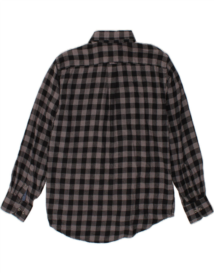 IZOD Mens Flannel Shirt Medium Grey Gingham Cotton Vintage Izod and Second-Hand Izod from Messina Hembry 