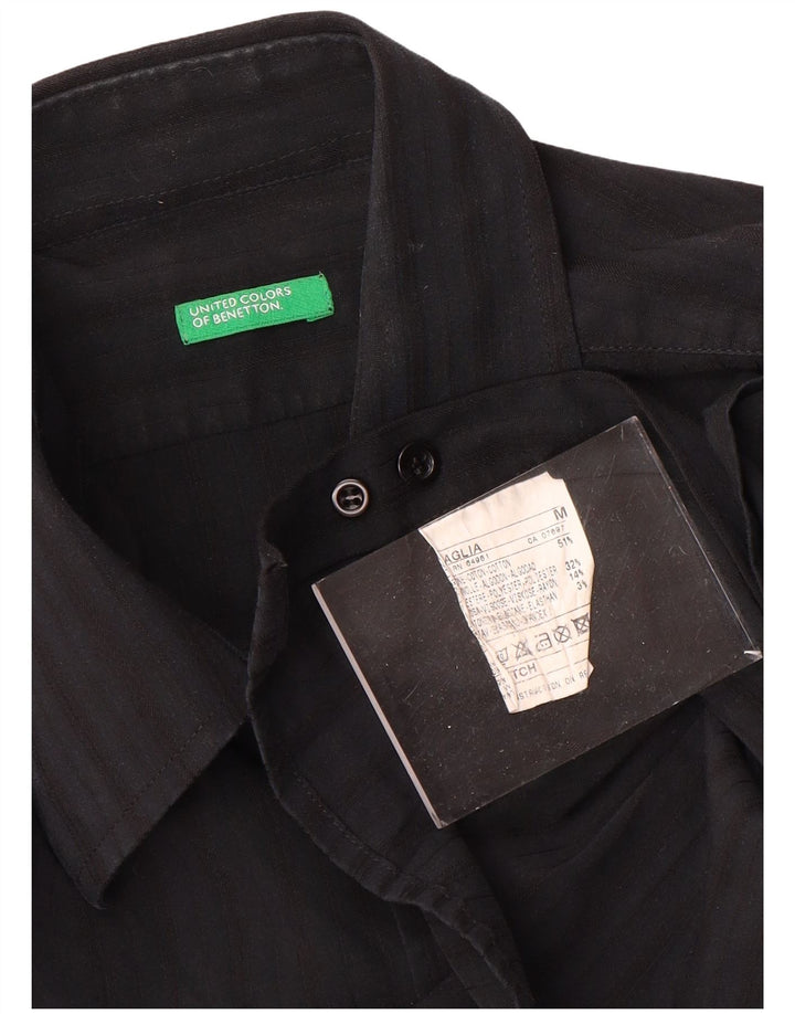 Camicia Benetton Uomo Cotone Gessato Medio Nero