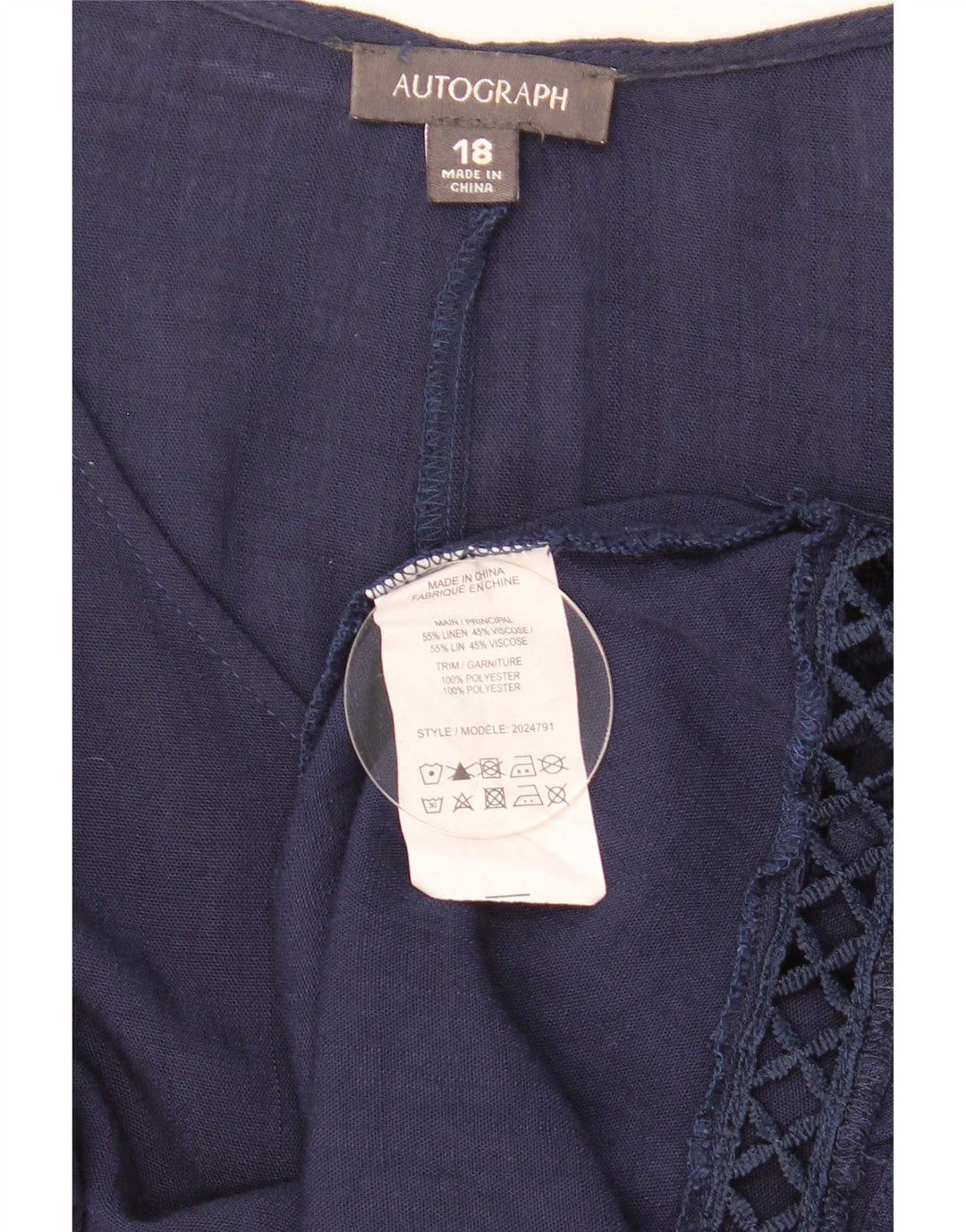 Camicetta oversize autografata da donna Marks & Spencer UK 18 XL Blu navy