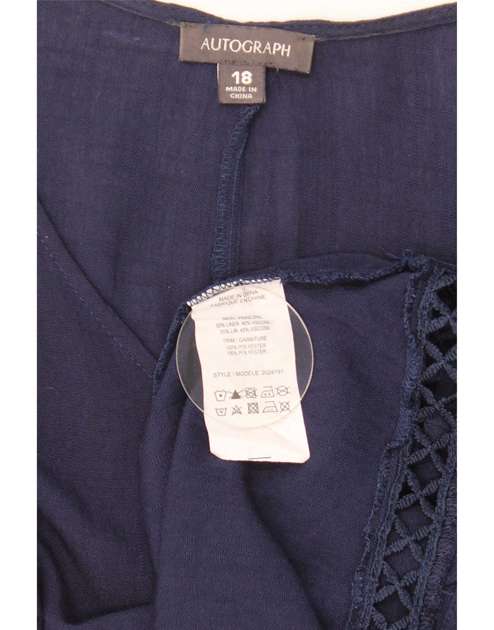 Camicetta oversize autografata da donna Marks & Spencer UK 18 XL Blu navy