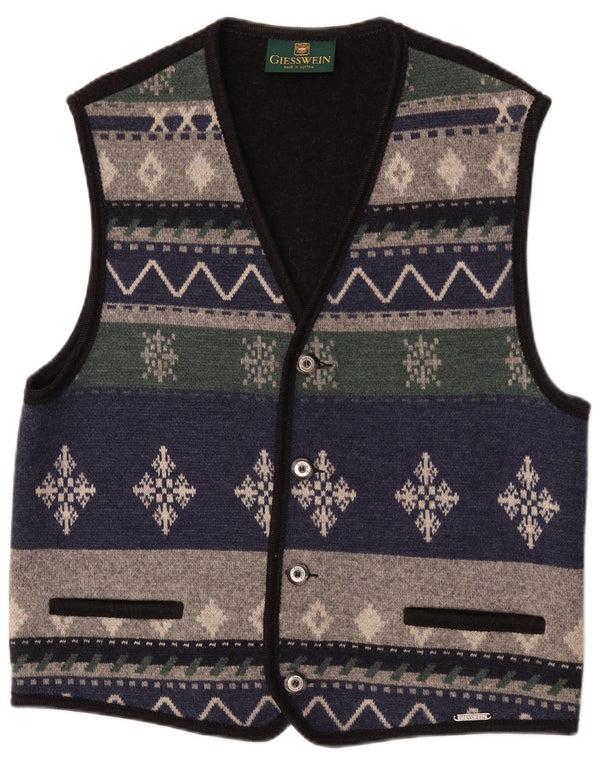 Giesswein Maglione cardigan senza maniche da uomo EU 58 2XL Blu navy Fair Isle
