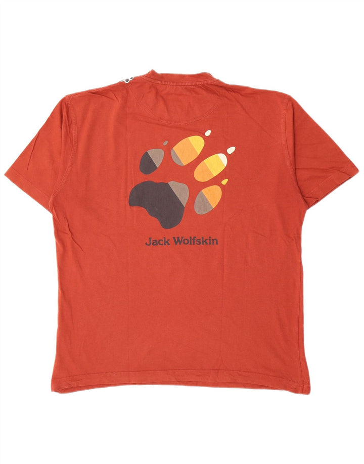 T-shirt grafica da uomo Jack Wolfskin Top in cotone rosso medio
