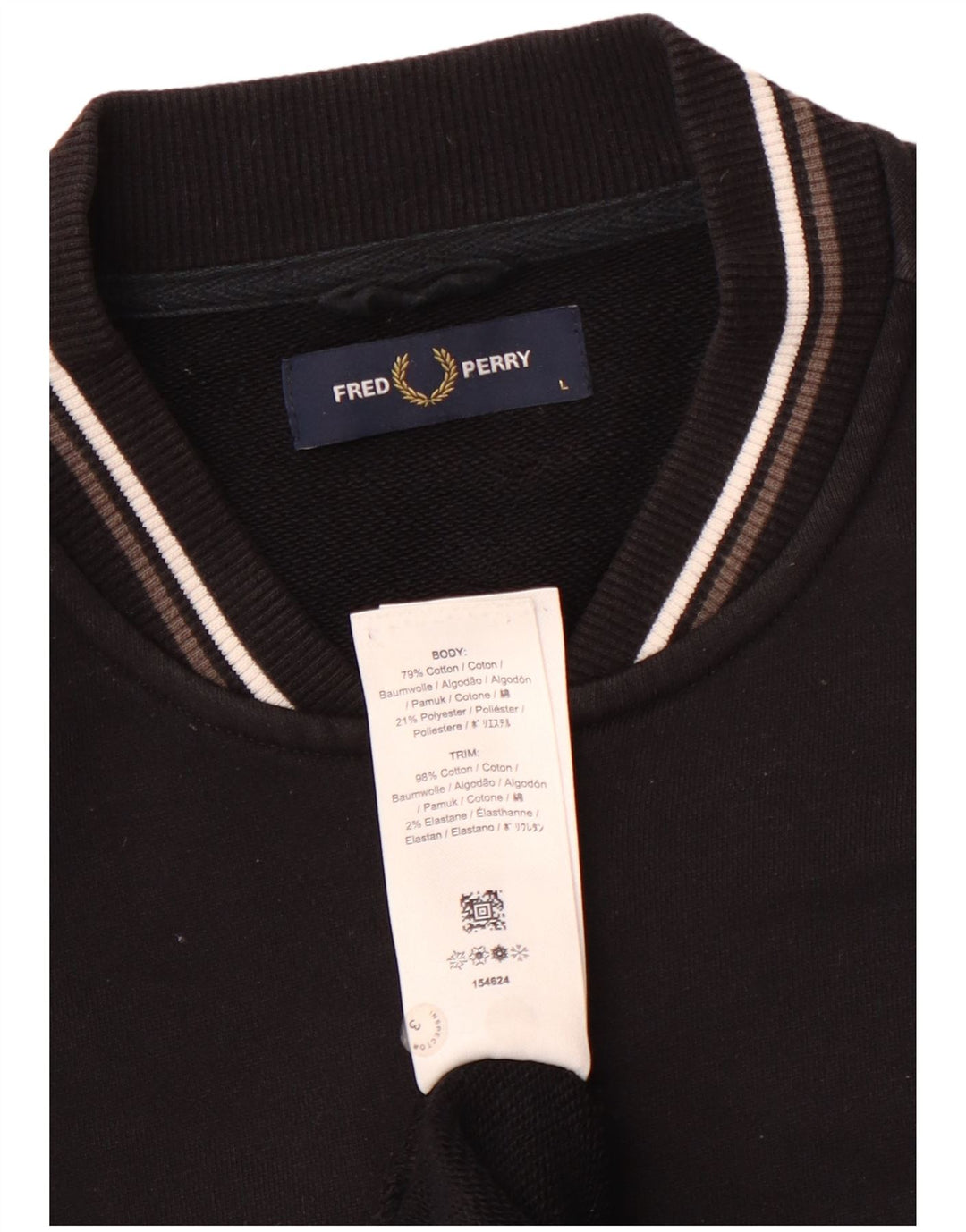 FRED PERRY Giacca da tuta da uomo di grandi dimensioni in cotone nero