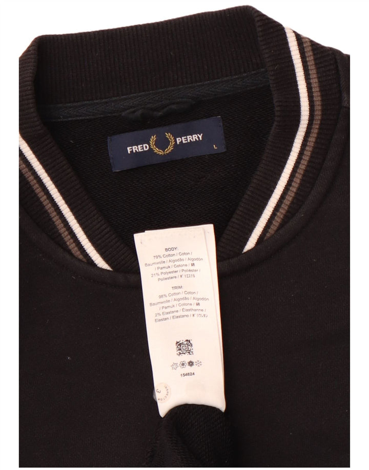 FRED PERRY Giacca da tuta da uomo di grandi dimensioni in cotone nero