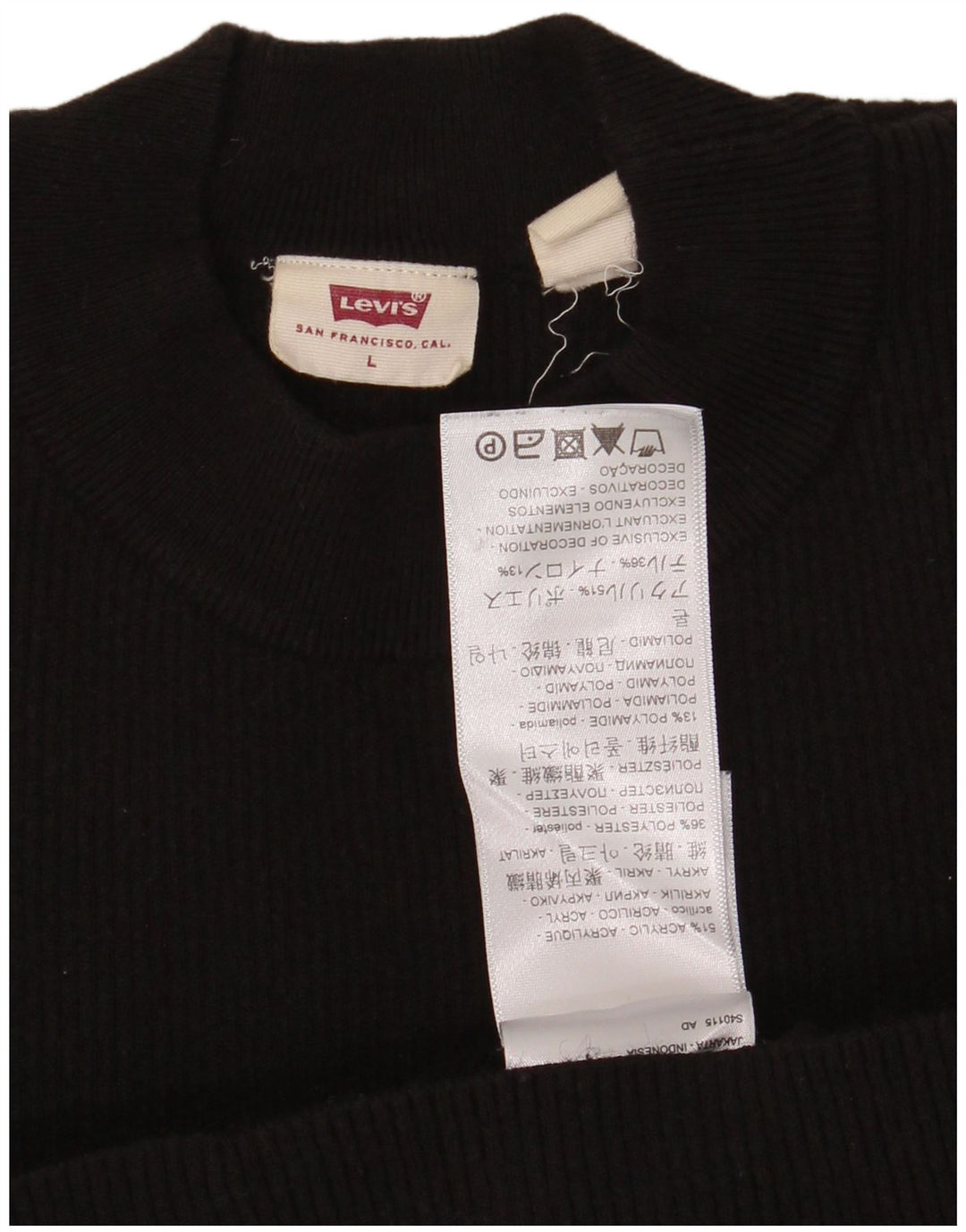 Maglione Levi's Donna Girocollo UK 14 Large Nero Acrilico