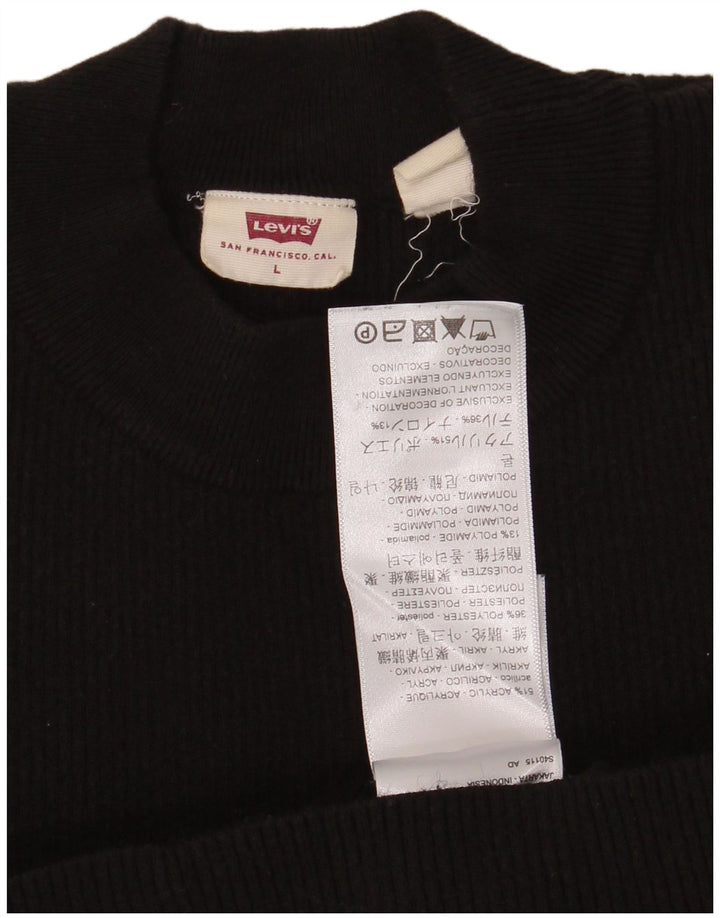 Maglione Levi's Donna Girocollo UK 14 Large Nero Acrilico