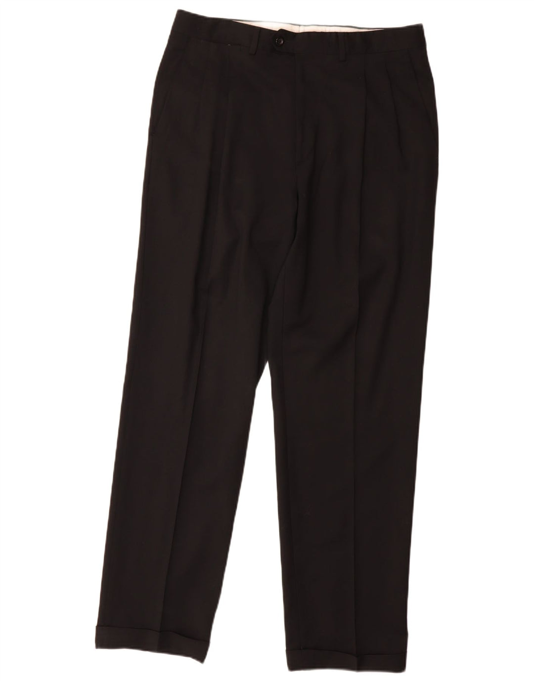 Pantaloni da abito con pegging da uomo Marks & Spencer W34 L31 lana nera