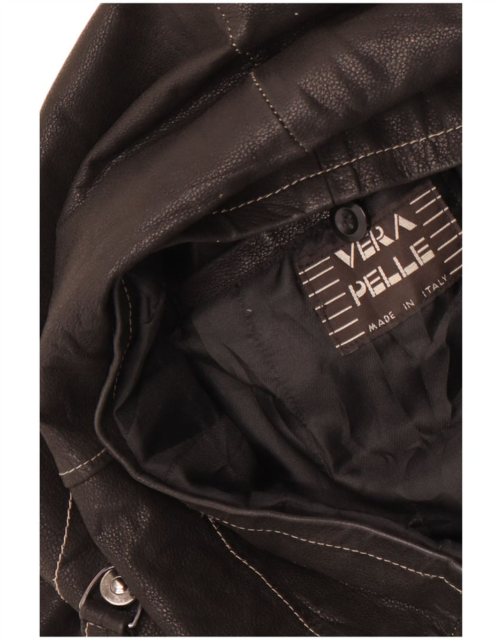Giacca in pelle vintage da uomo UK 44 2XL Pelle nera