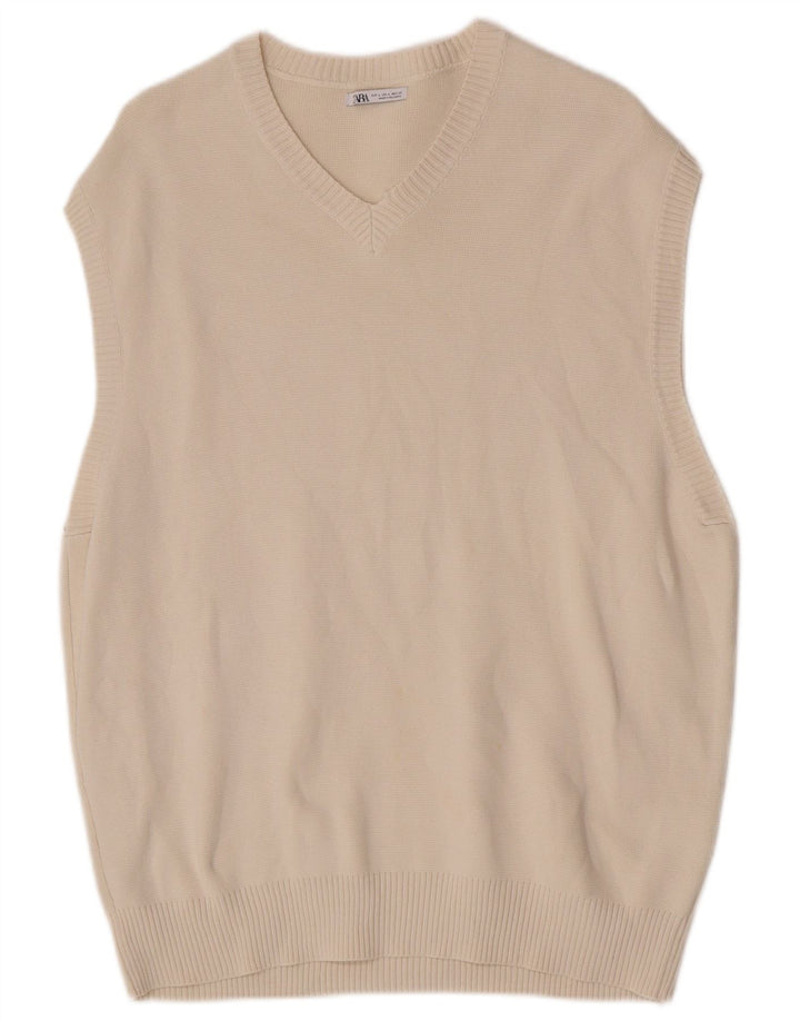 Canottiera da uomo Zara Canotta grande in cotone bianco sporco