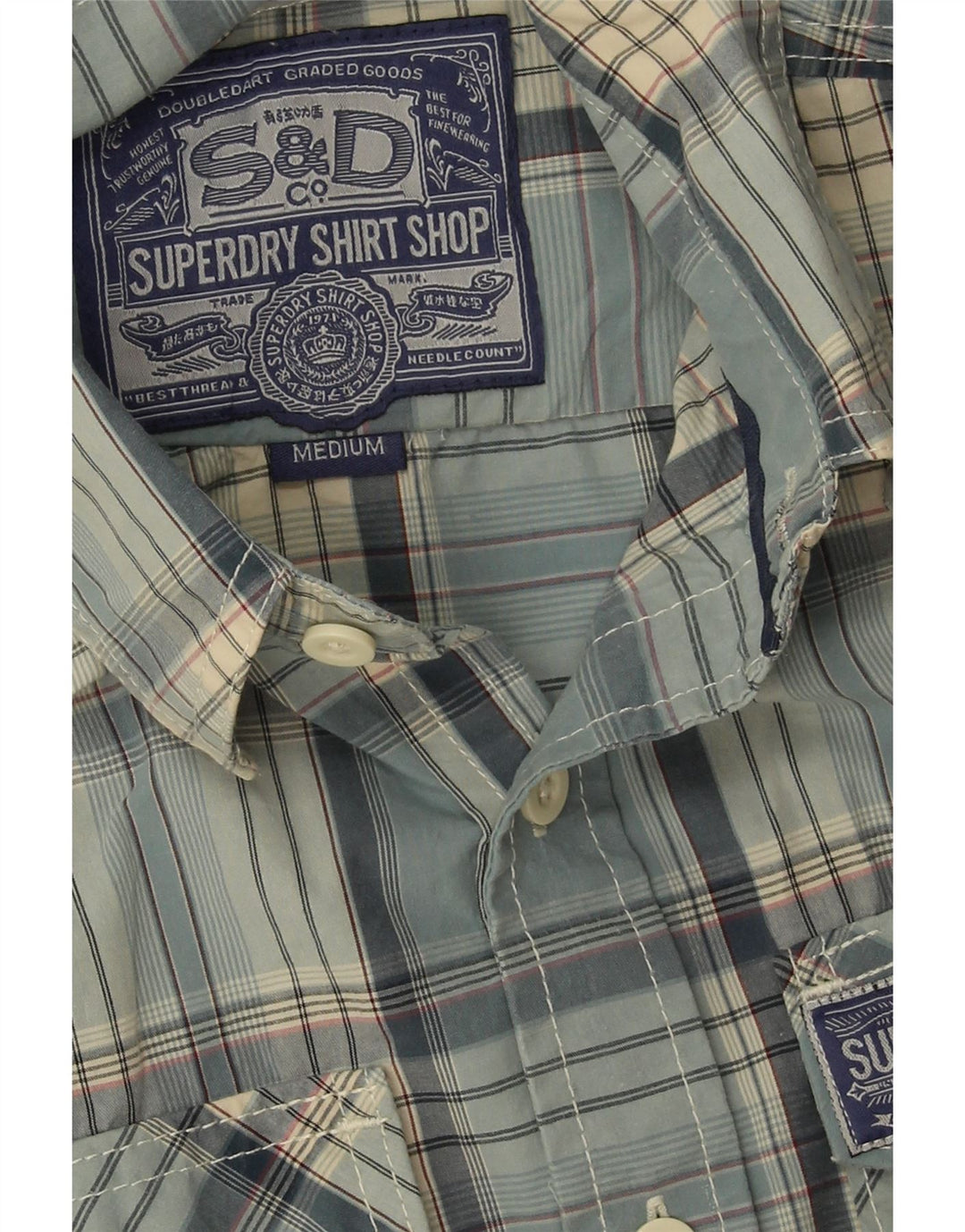Camicia da uomo Superdry in cotone a quadri blu medio