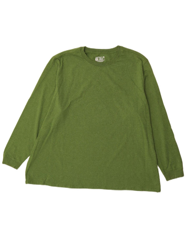 Top grafico da donna vestibilità ampia Carhartt manica lunga UK 24/26 3XL cotone verde