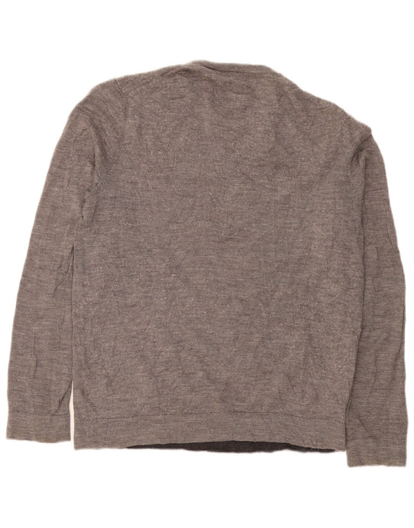 Maglione maglione girocollo da uomo Calvin Klein in lana merino screziata grigio medio