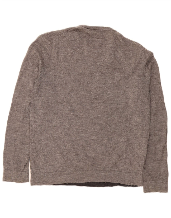 Maglione maglione girocollo da uomo Calvin Klein in lana merino screziata grigio medio