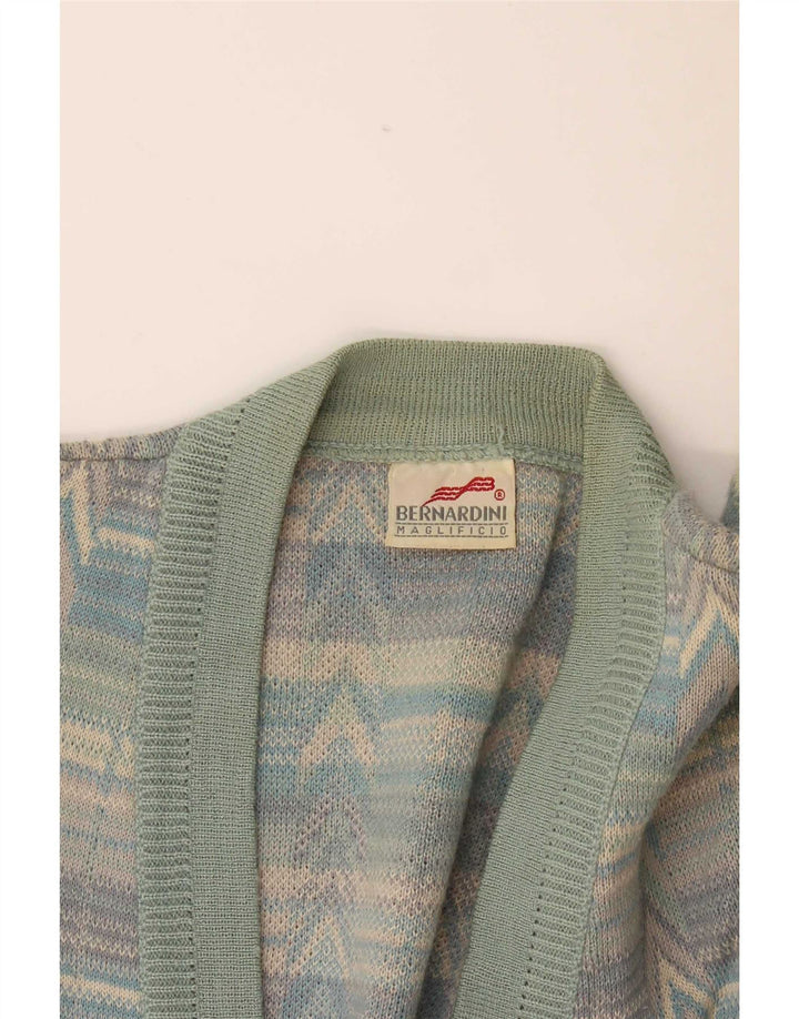 Maglione cardigan da uomo Bernardini grande lana geometrica multicolore