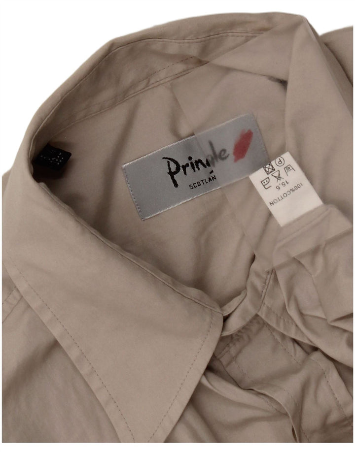 Camicia a maniche corte da uomo Pringle taglia 15,5 in cotone grigio medio