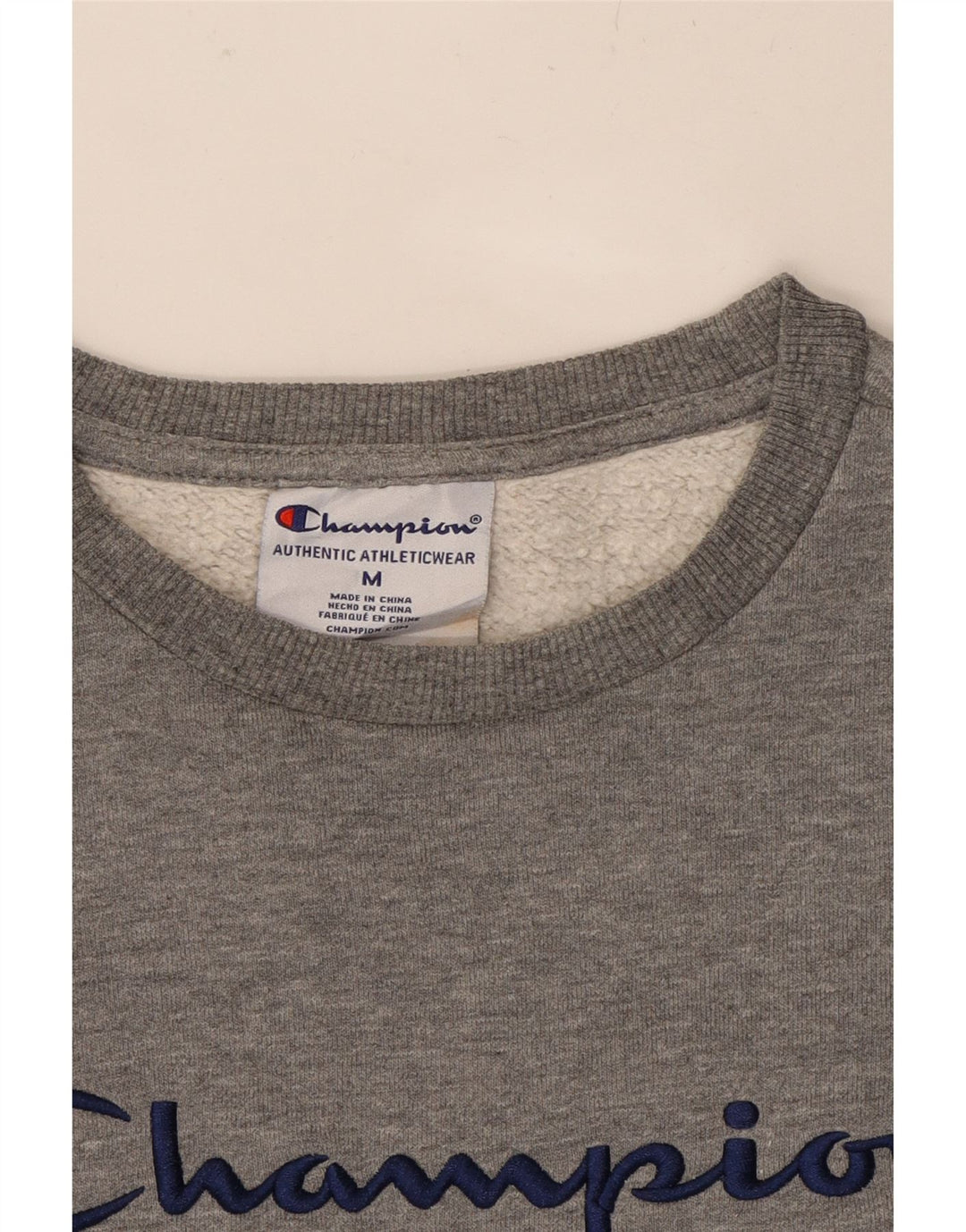 CHAMPION Womens Graphic Sweatshirt Jumper UK 12 Medium Grey Cotton Vintage Champion and Second-Hand Champion from Messina Hembry 