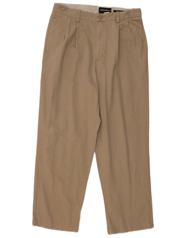 EDDIE BAUER Pantaloni chino da uomo con vestibilità rilassata e pegged W33 L30 in cotone beige