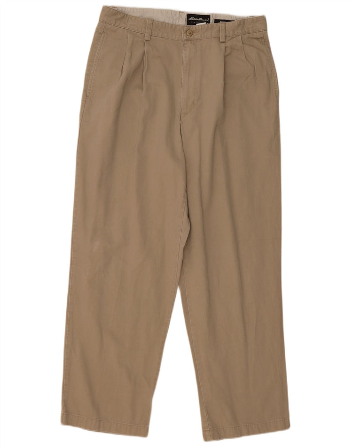 EDDIE BAUER Pantaloni chino da uomo con vestibilità rilassata e pegged W33 L30 in cotone beige