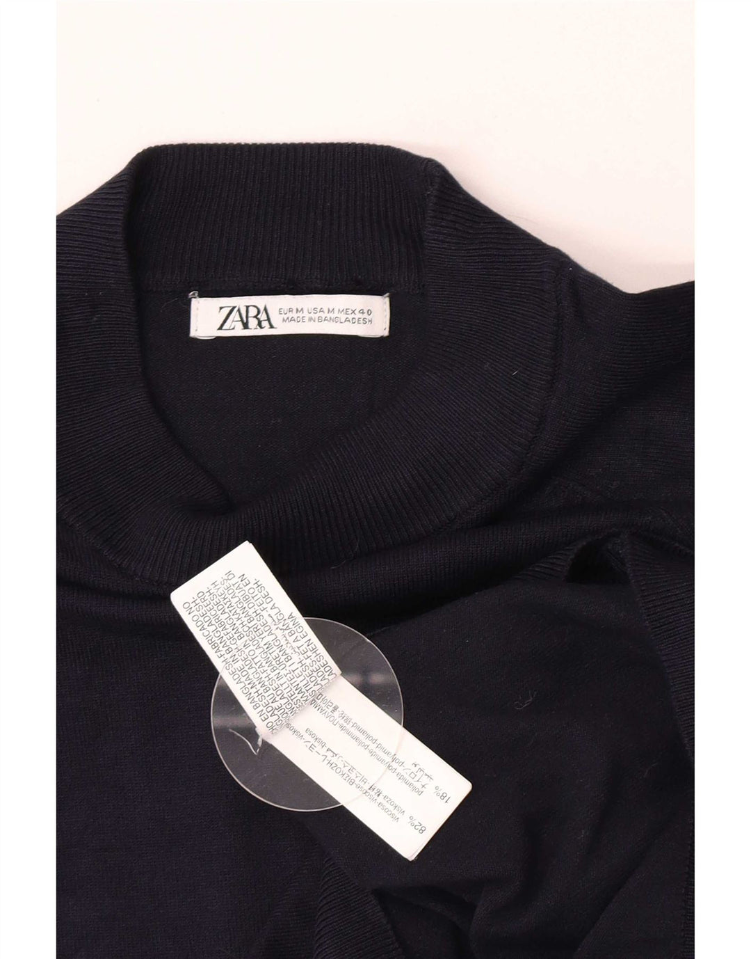 Maglione Zara da uomo girocollo in viscosa blu navy medio