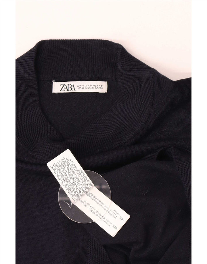 Maglione Zara da uomo girocollo in viscosa blu navy medio