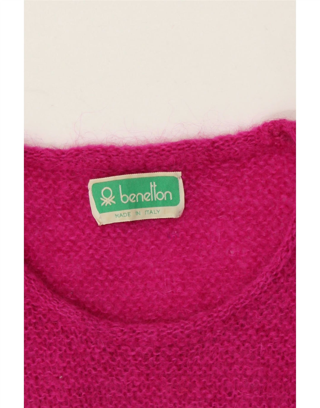 BENETTON Womens Boat Neck Jumper Sweater UK 12 Medium Pink Vintage Benetton and Second-Hand Benetton from Messina Hembry 