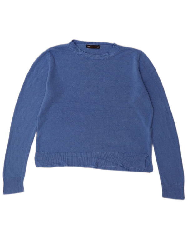 Maglione maglione girocollo da donna Marks & Spencer UK 14 grande acrilico blu