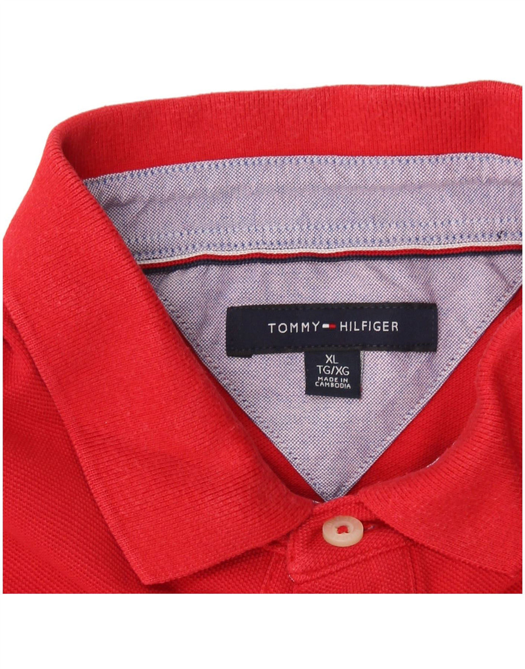 TOMMY HILFIGER Mens Polo Shirt XL Red Cotton