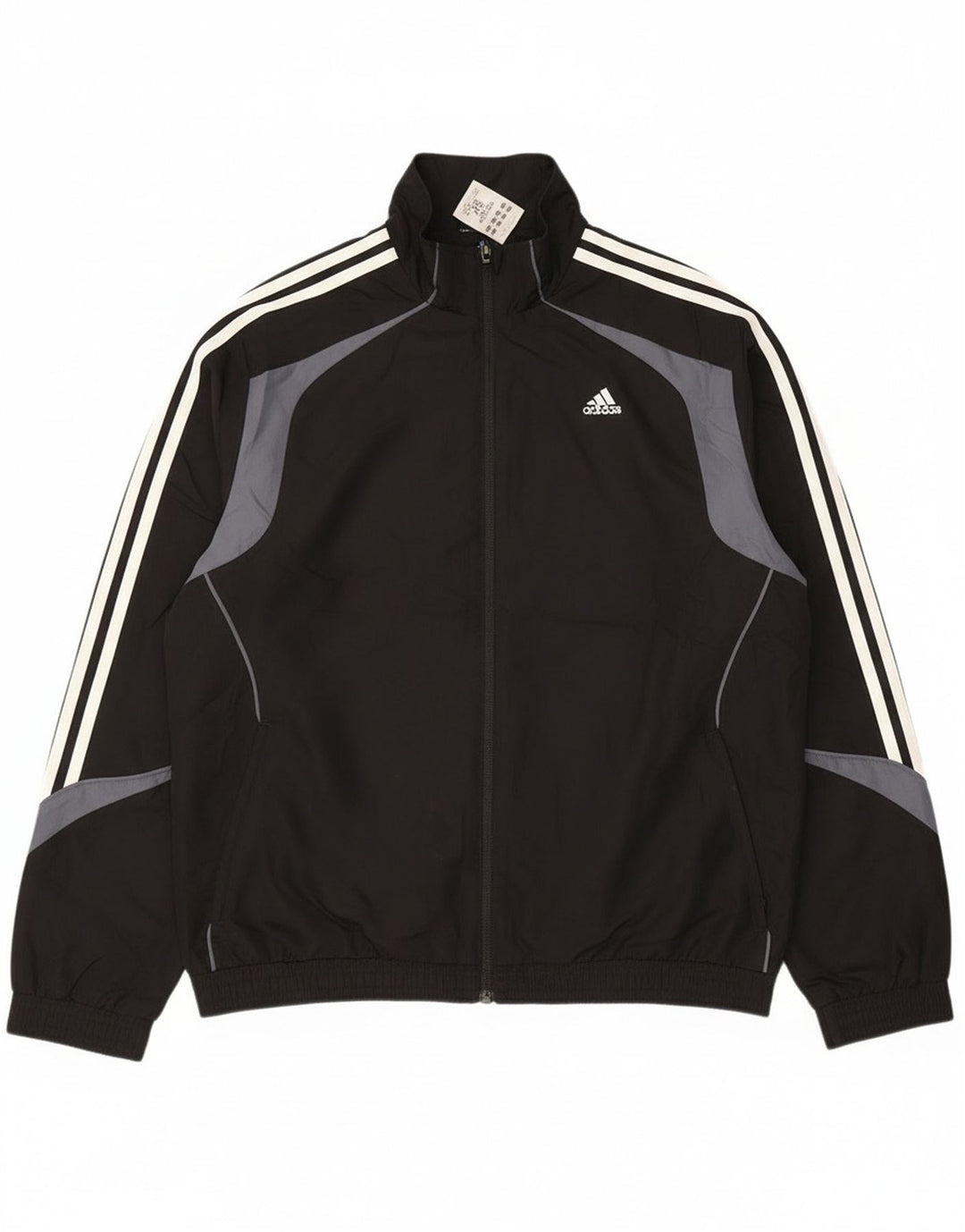 Giacca da tuta da uomo Adidas UK 42/44 Large Nero Colourblock Poliestere