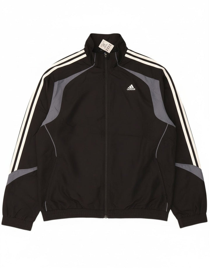 Giacca da tuta da uomo Adidas UK 42/44 Large Nero Colourblock Poliestere